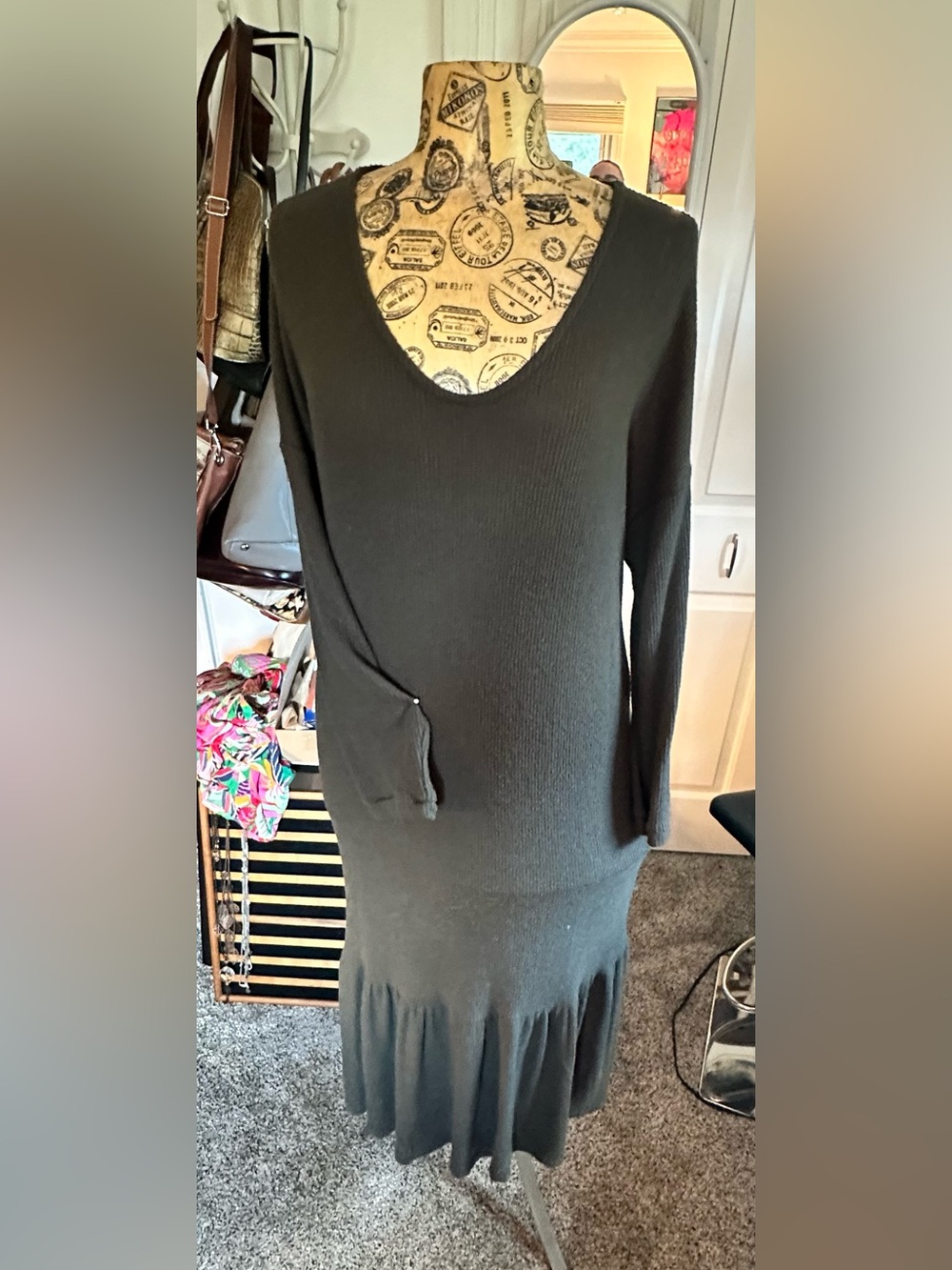 Anthropology Gray Long Sleeve sweater Dress